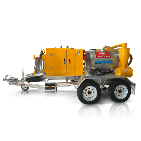 High-pressure industrial cleaning equipment on trailer for construction site use.