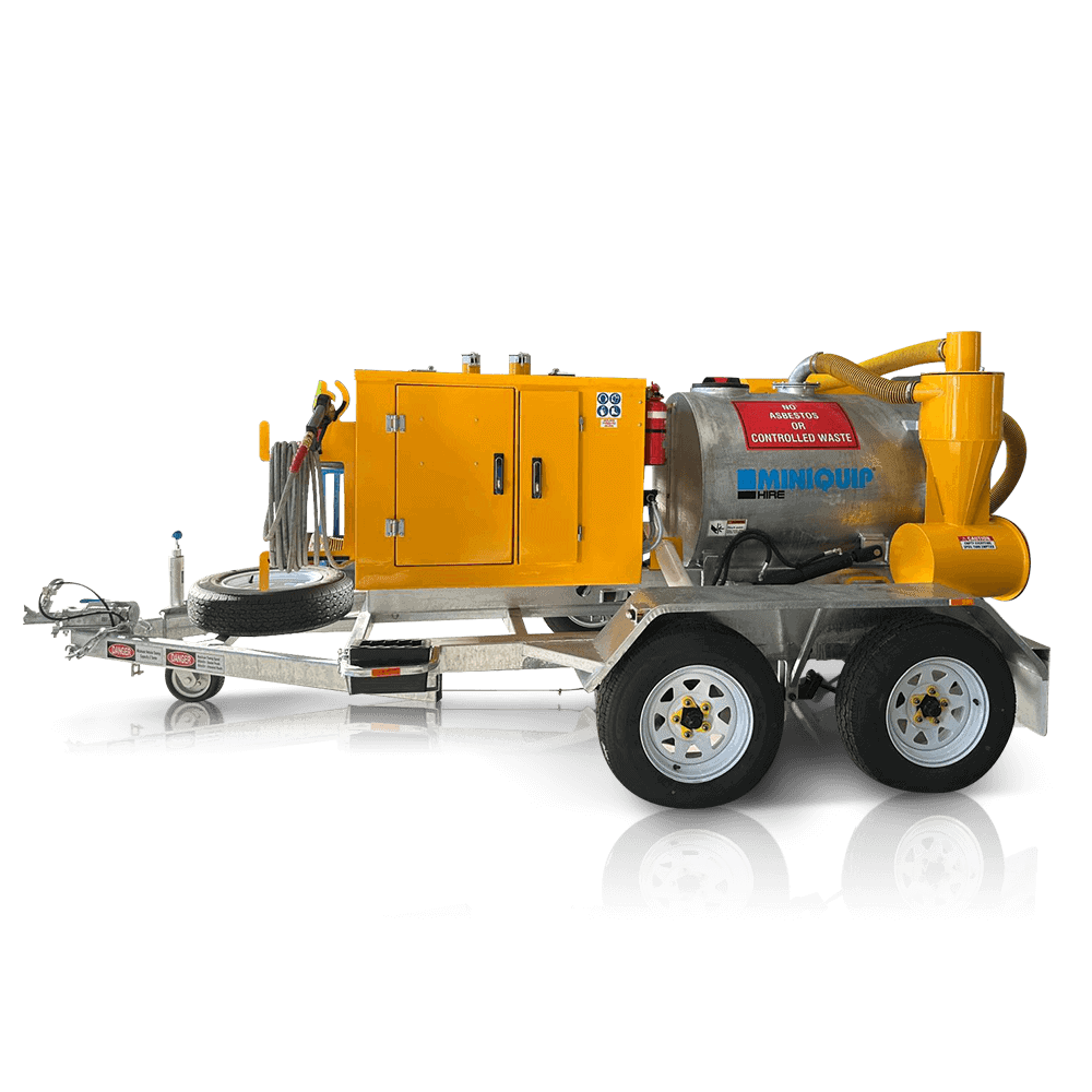 High-pressure industrial cleaning equipment on trailer for construction site use.
