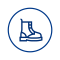 Steel toe work boots icon, safety footwear symbol for construction and industrial safety, representing protective work shoes.